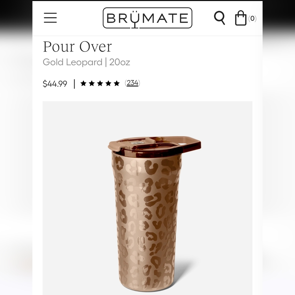 Brumate Pour Over Brewing System in Gold Leopard NIB